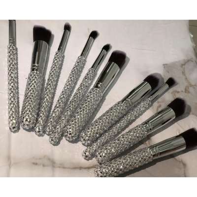 2020 hot sale bling white beuty needs makeup brushes sets rhinestone brushes sets