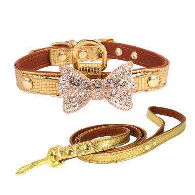 Customized new arrival  luxury  Rhinestone leather wide pet dog collar